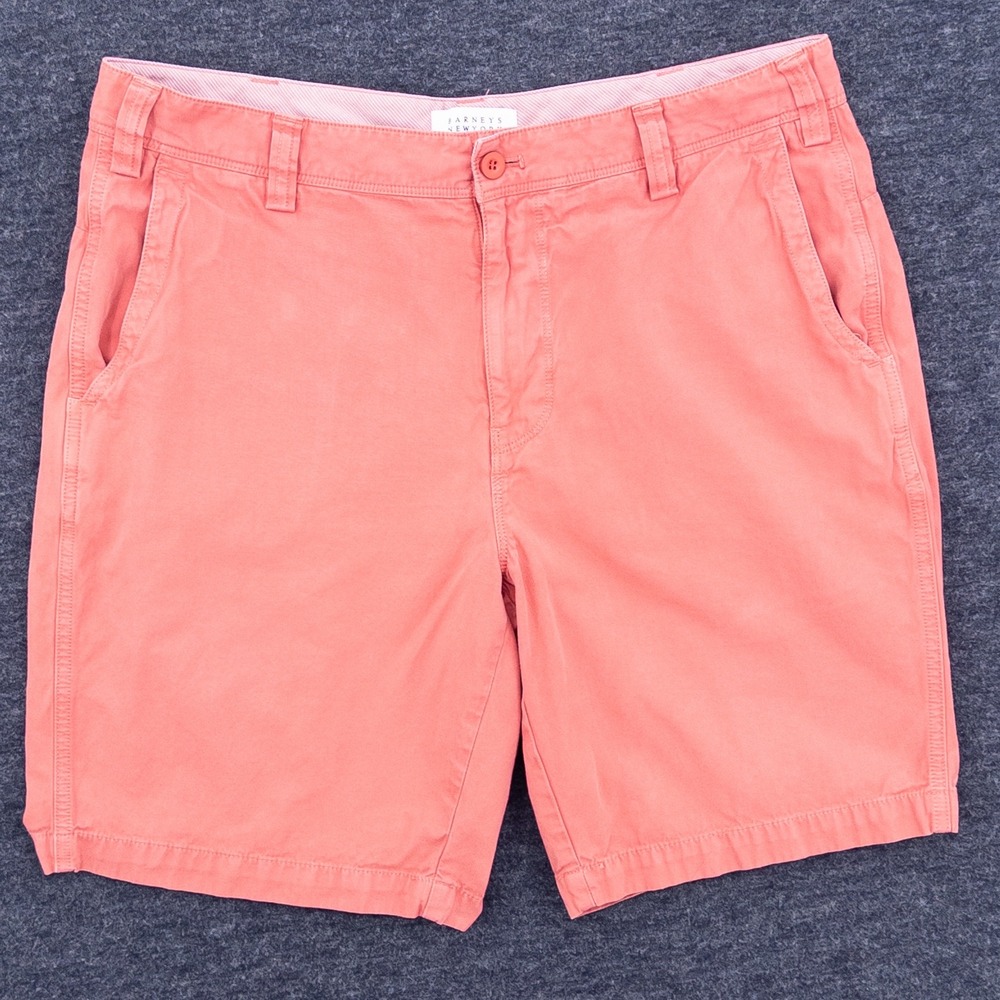 Barneys New York Chino‎ Shorts Mens 34 Coral Salmon Pink Flat Front Casual